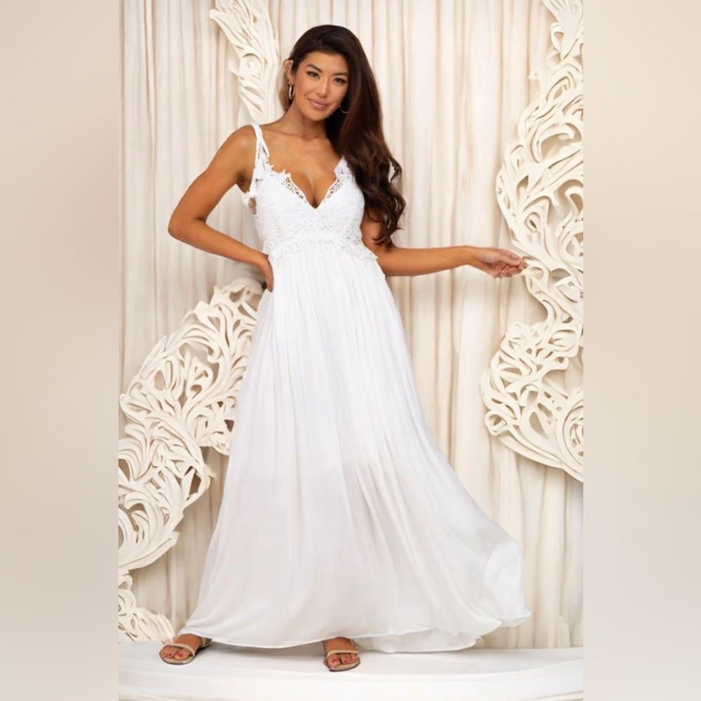 Pinkblush Ivory Crochet Maternity Maxi Dress